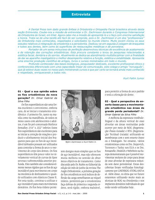 Entrevista com Dr. BjÃ¶rn Zachrisson - Dental Press