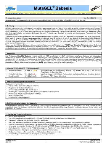 MutaGEL Babesia - bei Immundiagnostik