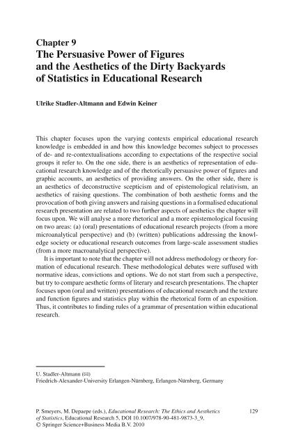 Educational Research - the Ethics and Aesthetics of Statistics