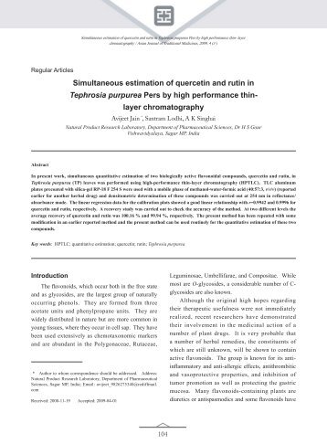 Simultaneous estimation of quercetin and rutin in Tephrosia ...