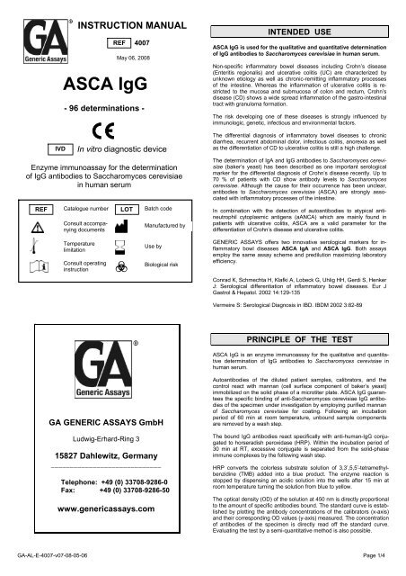 ASCA IgG - GA Generic Assays GmbH