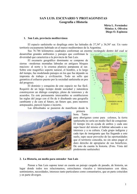 SAN LUIS. ESCENARIO Y PROTAGONISTAS GeografÃ­a e Historia