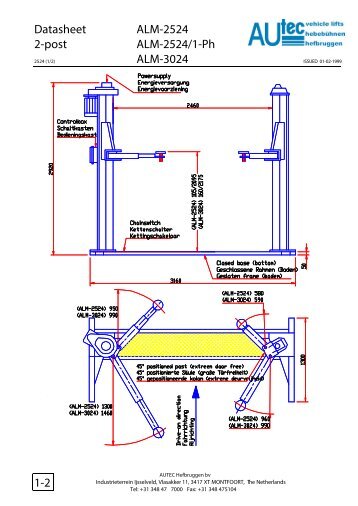 Datasheet ALM-2524 2-post ALM-2524/1-Ph ALM-3024 1-2