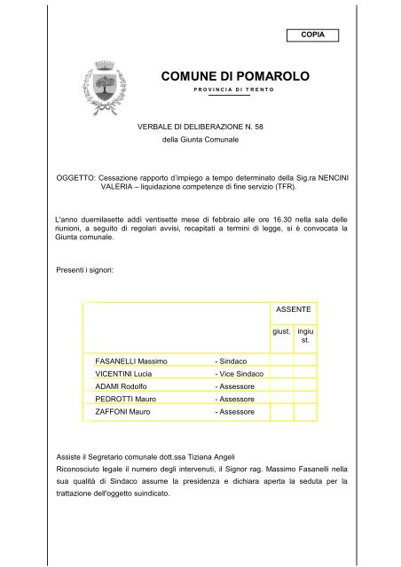 del_ 58-27_02_07 liquidazione TFR - NENCINI VALERIA