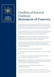 Conflicts of Interest Coalition Statement of Concern - Center for ...