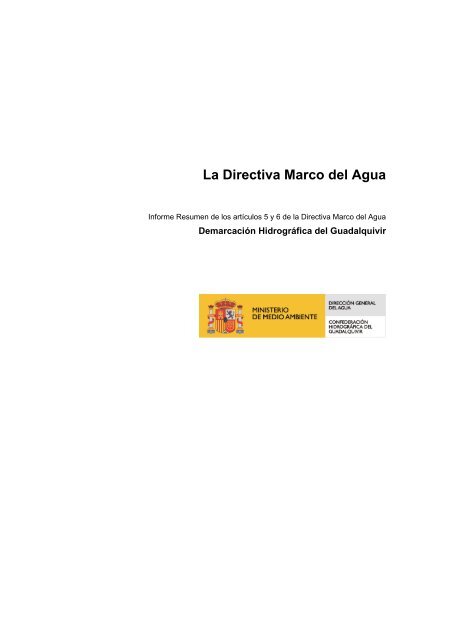 La Directiva Marco del Agua - ConfederaciÃ³n HidrogrÃ¡fica del ...