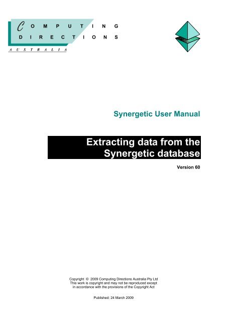 Extracting data from the Synergetic database