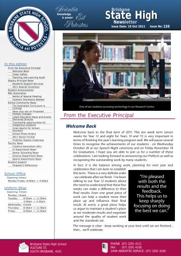 Newsletters Issue - Brisbane State High School - Education ...