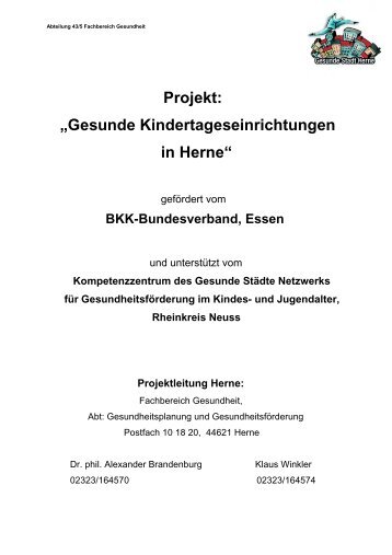 Umsetzungsbeispiel 3: Das Projekt „Gesunde ... - Gesundheit in Herne