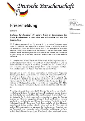 Pressemeldung - Deutsche Burschenschaft