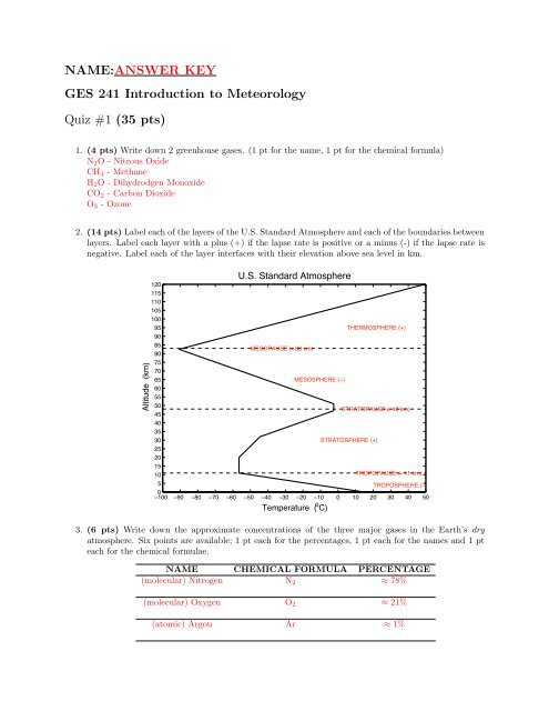 NAME:ANSWER KEY GES 241 Introduction to Meteorology Quiz #1 ...