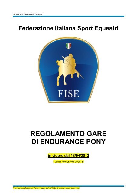 Federazione Italiana Sport Equestri - FISE Comitato Regionale ...