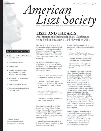 LISZT AND THE ARTS - American Liszt Society