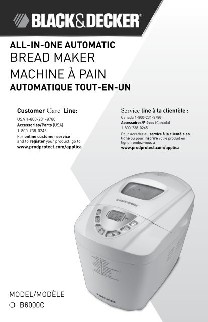 BREAD MAKER MACHINE Ã PAIN - Applica Use and Care Manuals