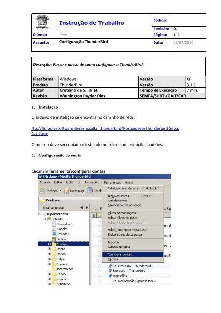 InstruÃ§Ã£o de Trabalho - Prefeitura de VitÃ³ria