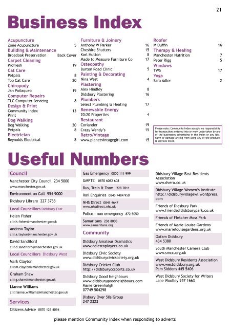 Didsbury - Community Index