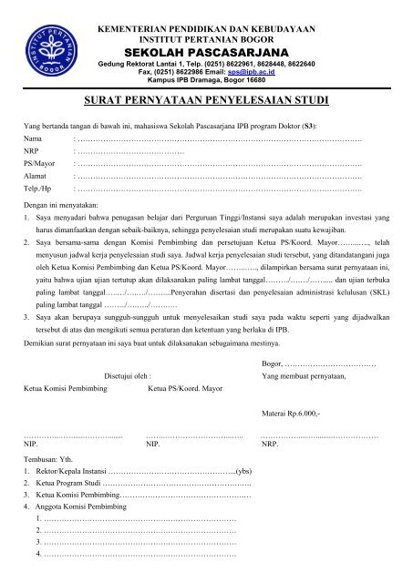 Contoh Surat Permohonan Surat Keterangan Lulus