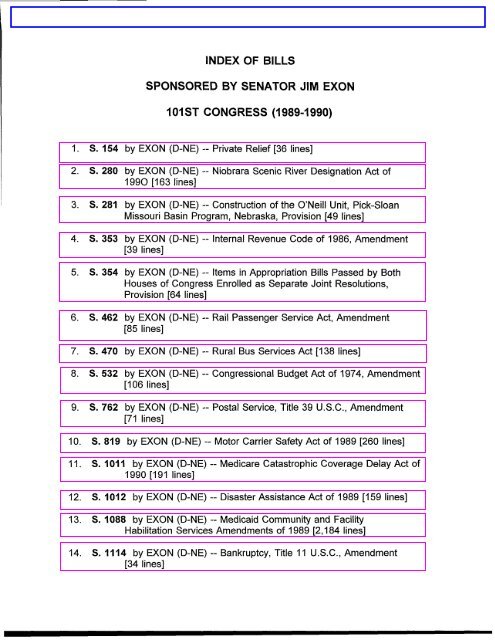 101st Congress - The Exon Library