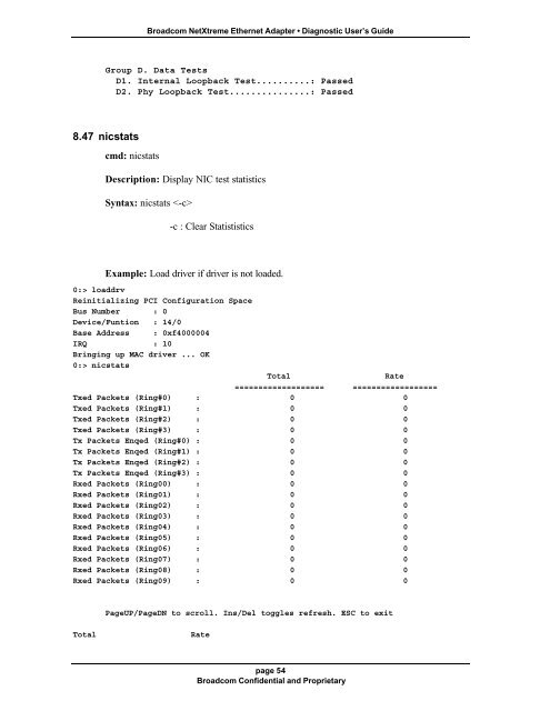 Broadcom NetXtreme Ethernet Adapter Diagnostic User's Guide ...