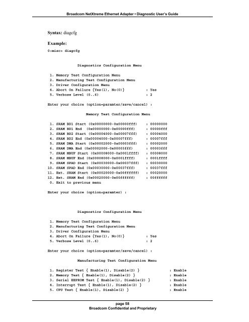 Broadcom NetXtreme Ethernet Adapter Diagnostic User's Guide ...