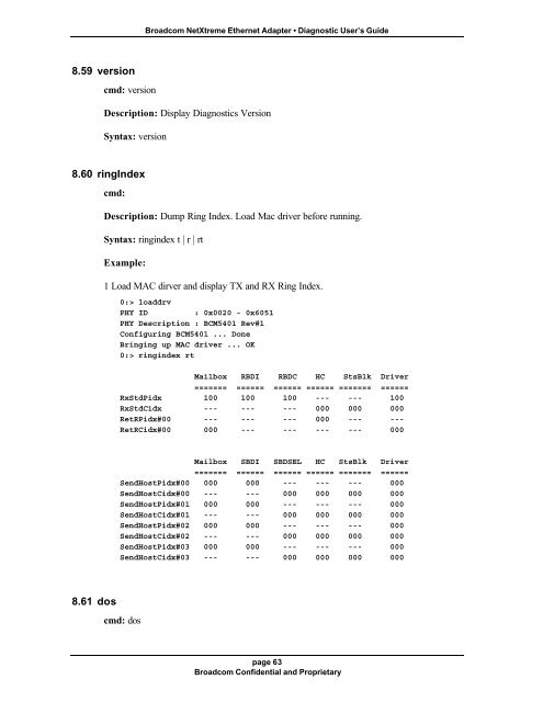 Broadcom NetXtreme Ethernet Adapter Diagnostic User's Guide ...