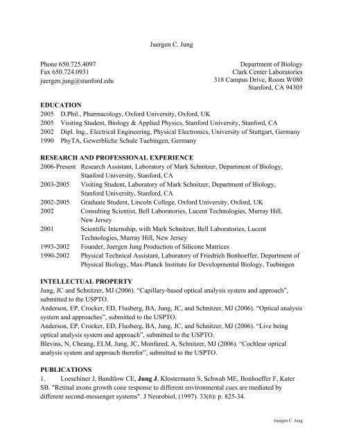 Curriculum Vitae - Mark Schnitzer - Stanford University