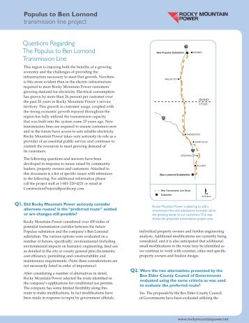 Populus to Ben Lomond transmission line project ... - Pacific Power