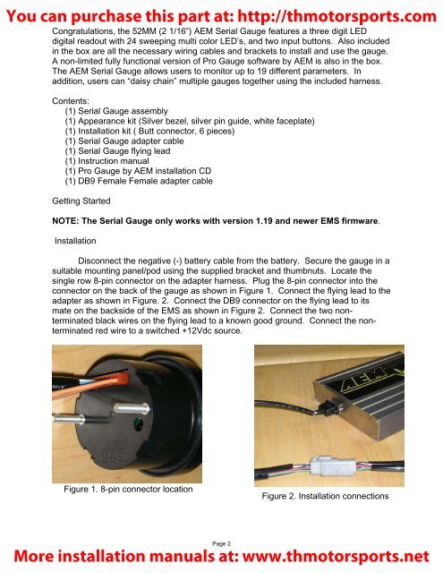 Installation Instructions for 30-4300 AEM Serial Gauge