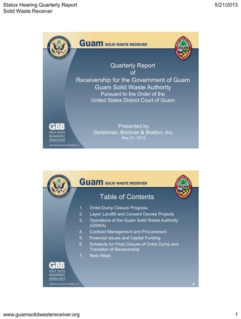 1. ordot dump closure progress - Guam Solid Waste Receivership