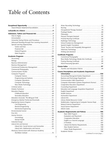 Table of Contents - LaGuardia Community College