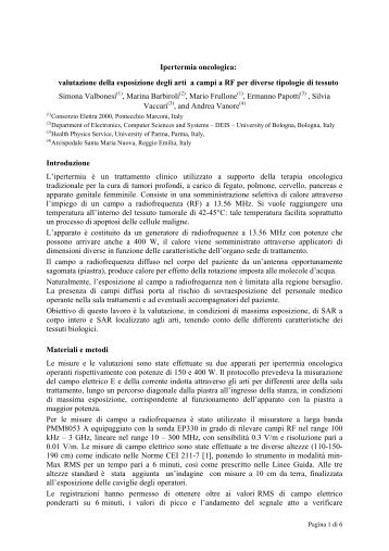 Ipertermia oncologica - Consorzio Elettra 2000