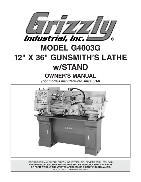 Grizzly gunsmith lathe outlet