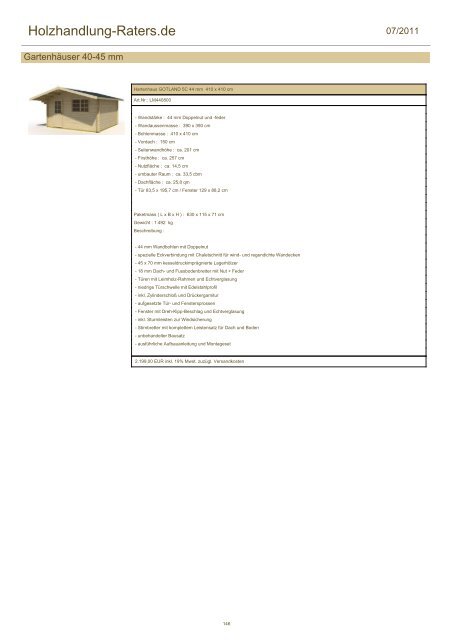 Holzhandlung-Raters.de - Gartenhäuser