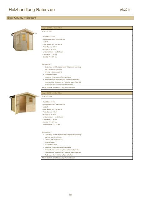 Holzhandlung-Raters.de - Gartenhäuser