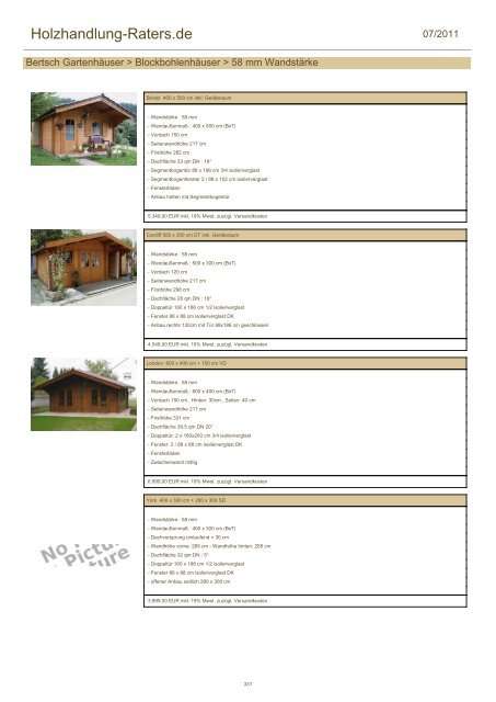 Holzhandlung-Raters.de - Gartenhäuser