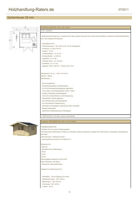 Holzhandlung-Raters.de - Gartenhäuser