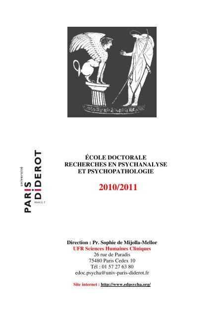 Ã©cole doctorale recherches en psychanalyse et psychopathologie