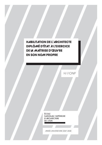 habilitation de l'architecte diplômé d'état - Ecole nationale ...