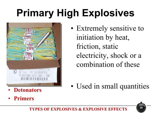 Types of Explosives & Explosive Effects