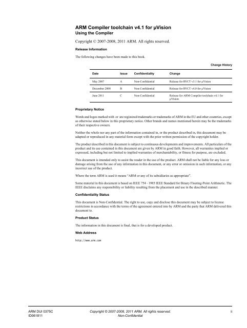 ARM Compiler toolchain v4.1 for ÂµVision Using the Compiler