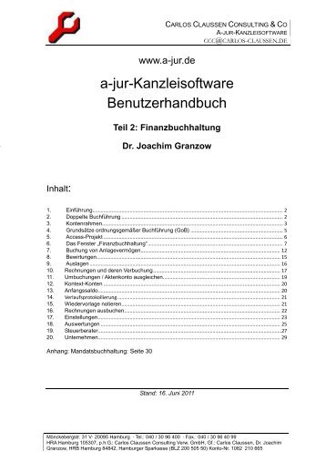 a-jur-Kanzleisoftware Benutzerhandbuch