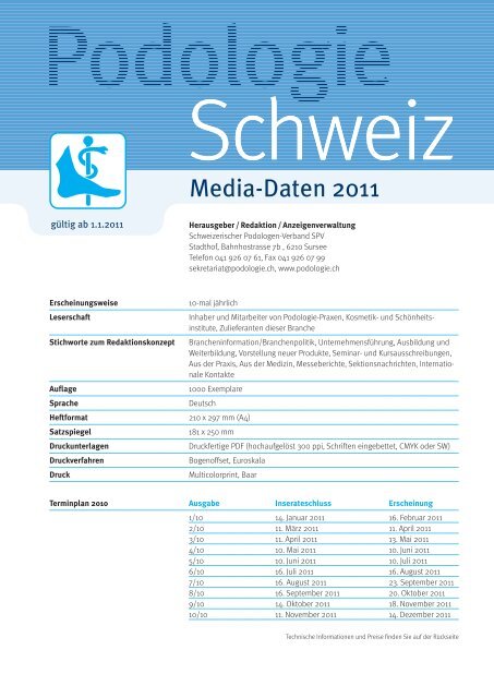 Media-Daten 2011 - Schweizerischer Podologen-Verband SPV