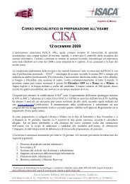 Corsi di preparazione alla certificazione CISA - Clusit