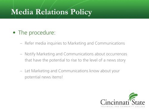 Marketing and Communications We're all in this ... - Cincinnati State