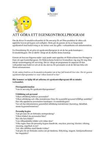 ATT GÃRA ETT EGENKONTROLLPROGRAM