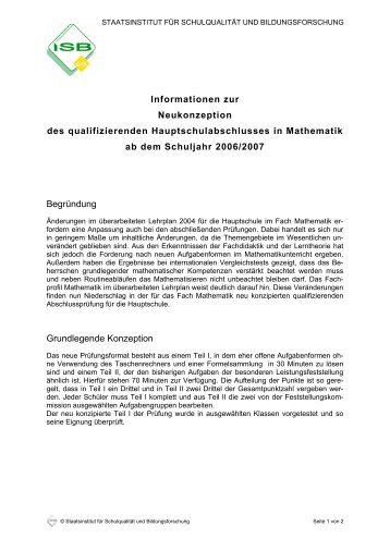 Mathematik - Zusatzinformationen - ISB - Bayern