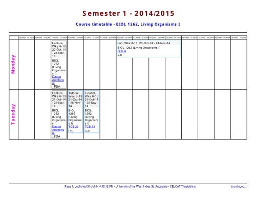 BIOL 1262, Living Organisms I (application/pdf) - UWI St. Augustine