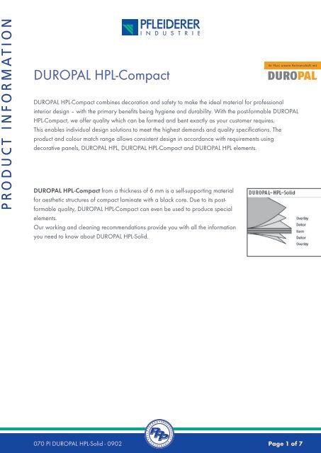 DUROPAL HPL-Compact PR ODUCT INF ... - industrie.pfleiderer.com