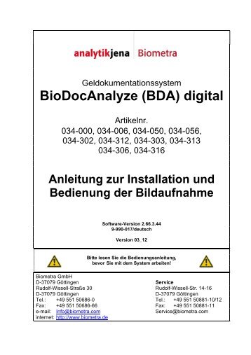 BioDocAnalyze (BDA) digital - Biometra