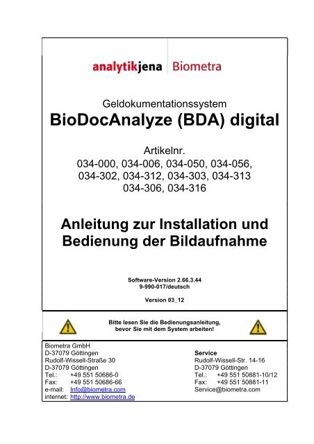 BioDocAnalyze (BDA) digital - Biometra